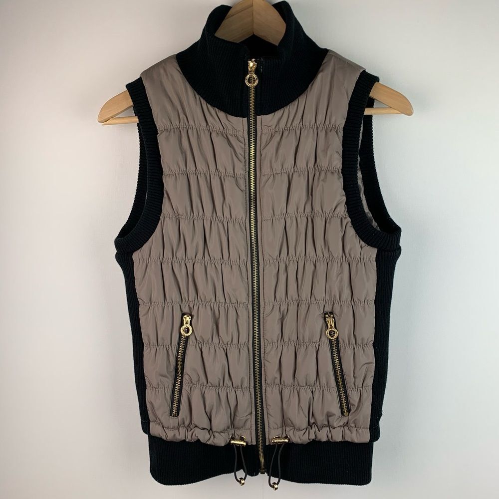 Calvin Klein Performance Black Zippered Puffer Vest Gold Hardware Women's Size S